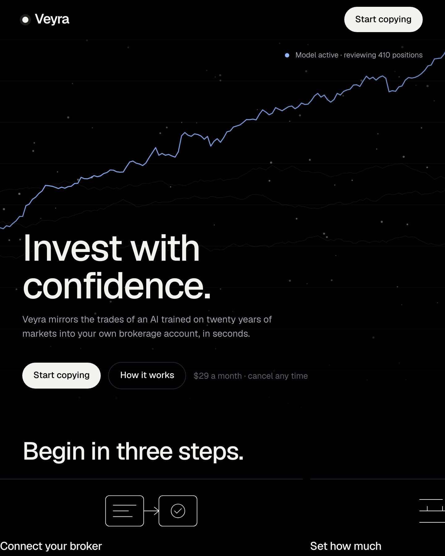 Veyra — the site’s opening screen
